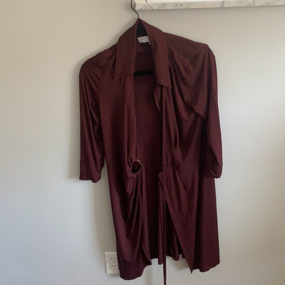 Trina Turk Wrap Jersey Mahalo Wrap Dress Maroon - Picture 3 of 7